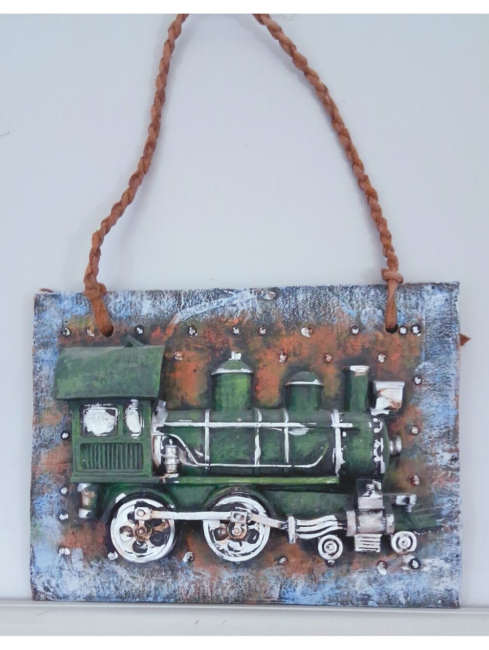 CHOO CHOO Train Stream Engine 3D Art Wall Plaque Ceramic 7"x5.5" Brand-NEW